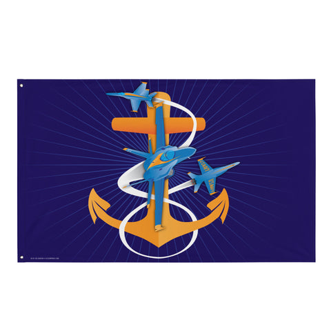 Anchors Aweigh Blue Angels Fouled Anchor, Large Flag, 56 x 34.5" with 2 grommets