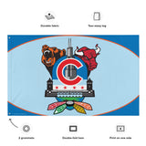 Chicago Sports Fan Crest, Large Flag, 56 x 34.5" with 2 grommets