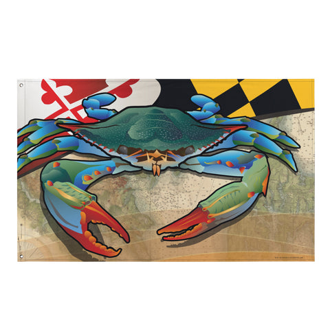 Maryland Blue Crab, Large Flag, 56 x 34.5" with 2 grommets