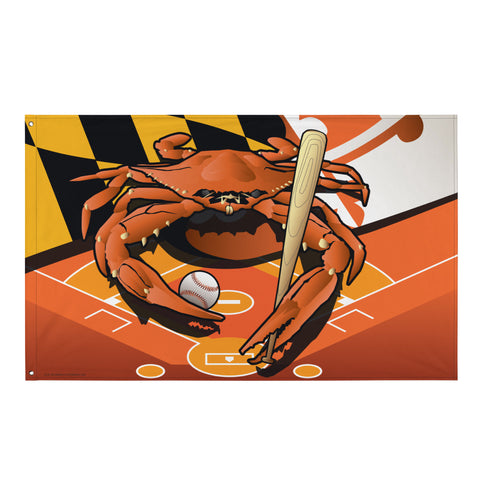 Orioles Sports Crab of Baltimore, Large Flag, 56 x 34.5" with 2 grommets