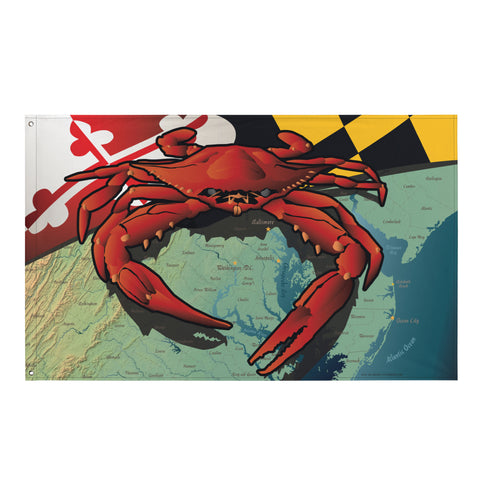 Maryland Red Crab, Large Flag, 56 x 34.5" with 2 grommets