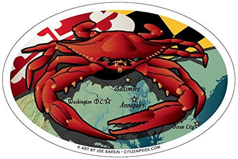 Maryland Red Crab Oval Magnet, 6x4