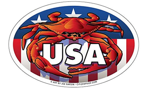Red Crab USA Oval Magnet, 6x4