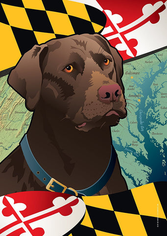 Maryland Chocolate Lab Large House Flag by Joe Barsin, 28x40