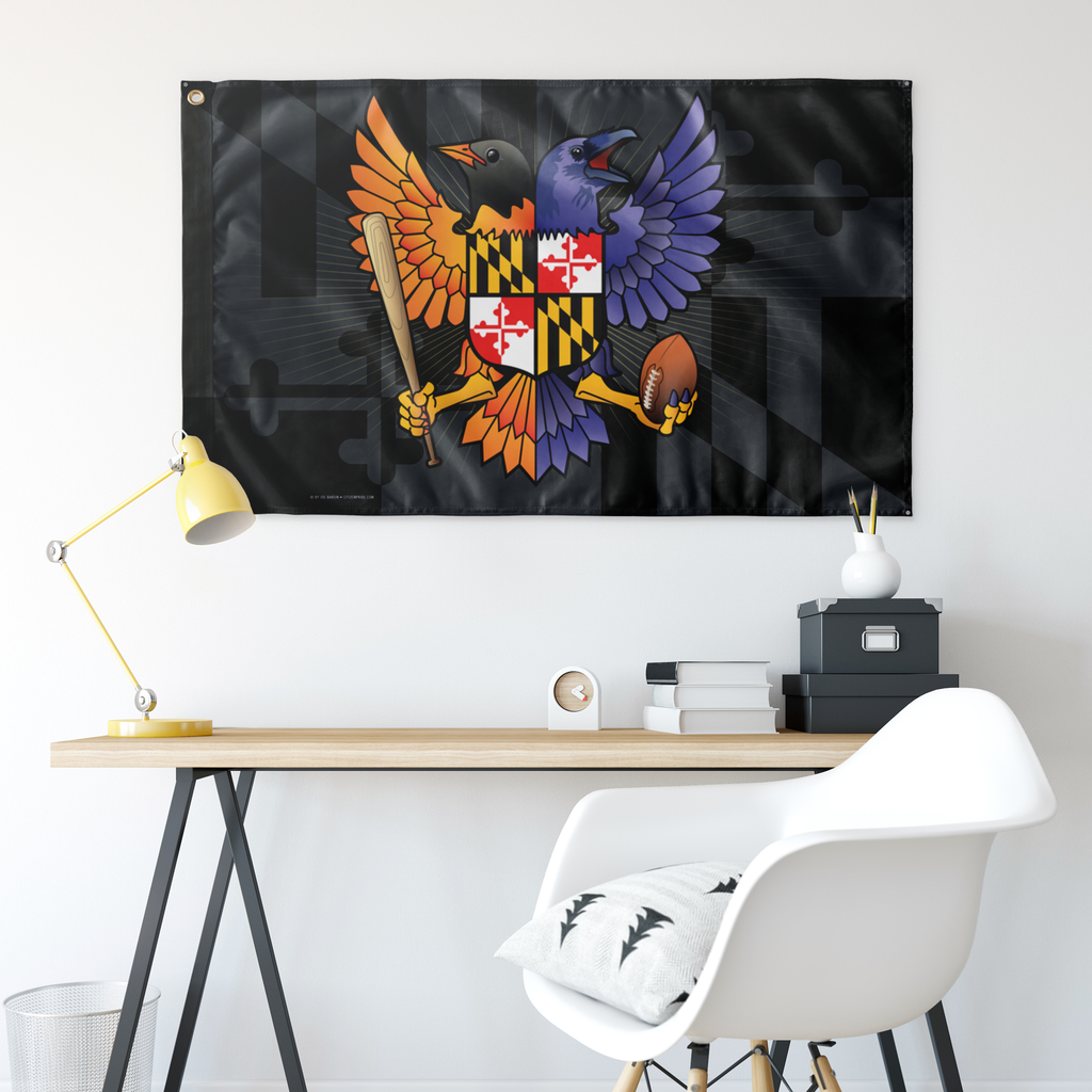 Birdland Baltimore Raven and Oriole Maryland Crest Garden Flag