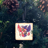 Birdland Maryland Crest, Wooden 3x3" Holiday Ornament with Satin Ribbon