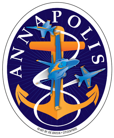 Blue Angels: Annapolis Aweigh Fouled Anchor Oval Sticker, 4x5