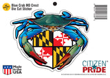 Blue Crab Maryland Crest Sticker card,  7x5