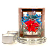 Candle Holder, Blue Crab Poinsettia, with 2 Tealight Candles