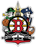 Boston Sports Fan Crest, sticker decal die cut vinyl, 4.2x5.5"