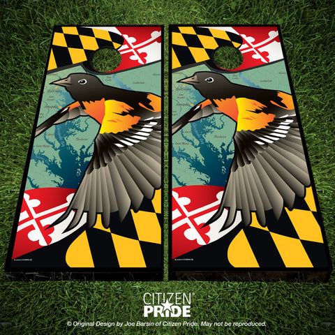 Maryland Orioles Cornhole Boards & Vinyl Skin Wraps, 24x48"