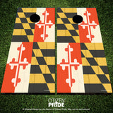 Maryland Flag woodgrain Cornhole Board Vinyl Skin Wraps, 24x48"