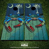 South Carolina Blue Crab Cornhole Boards Vinyl Skin Wraps, 24x48"