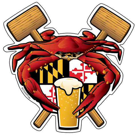 Maryland Crab Feast Crest sticker decal die cut vinyl, 4.5x4.5 inches