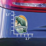 Measurements for Manatee Florida Crystal River sticker decal die cut vinyl, 3.7x5.1