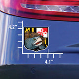 Maryland Terrapin Crest Sticker, die cut vinyl, 4.1x4.2"