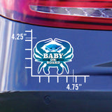 Baby On Board, Blue Crab, Car Sticker, 4.75x4.25, on a car