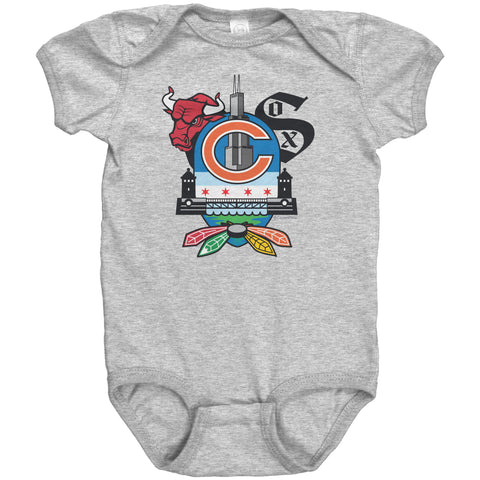 Chicago Fan Crest II - Baby Onesie