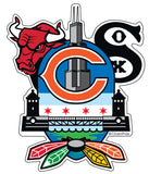 Chicago Sports Fan Crest II, Large Decal, die cut vinyl, 12" to 24" wide