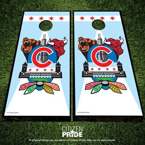 Chicago Sports Fan Crest Cornhole Boards, 24x48"