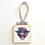 Fly, Philly, Fly! Sports Fan Crest, Wooden 3x3" Holiday Ornament with Satin Ribbon