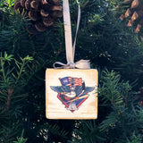 Fly, Philly, Fly! Sports Fan Crest, Wooden 3x3" Holiday Ornament with Satin Ribbon