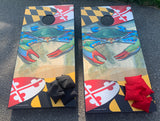 Ready for pick-up - Maryland Blue Crab Cornhole Board Set!