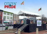 Irish Claddagh flags flying above the Annapolis Irish Parade pavilion