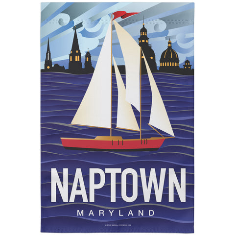 Naptown Red Sailboat, Garden Flag