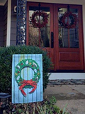 Fan pic of Coastal Holiday Crab Wreath Garden Flag by Joe Barsin, 12x18