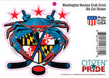 Washington Hockey Crab Maryland Crest, sticker decal die cut vinyl, 4.4x4.5"
