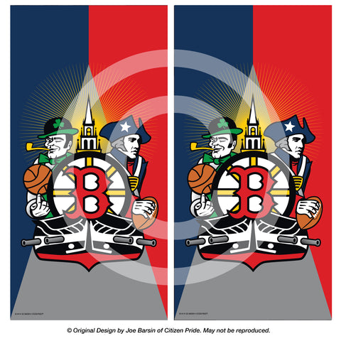 Boston Sports Fan Crest Cornhole Board Vinyl Skin Wraps, 24x48"