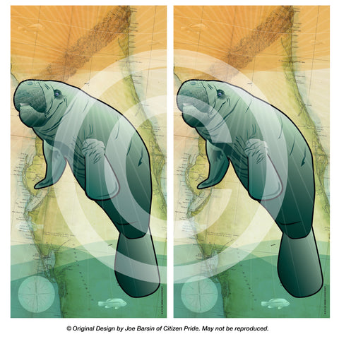 Coastal Manatee of Florida Cornhole Board Vinyl Skin Wraps, 24x48"