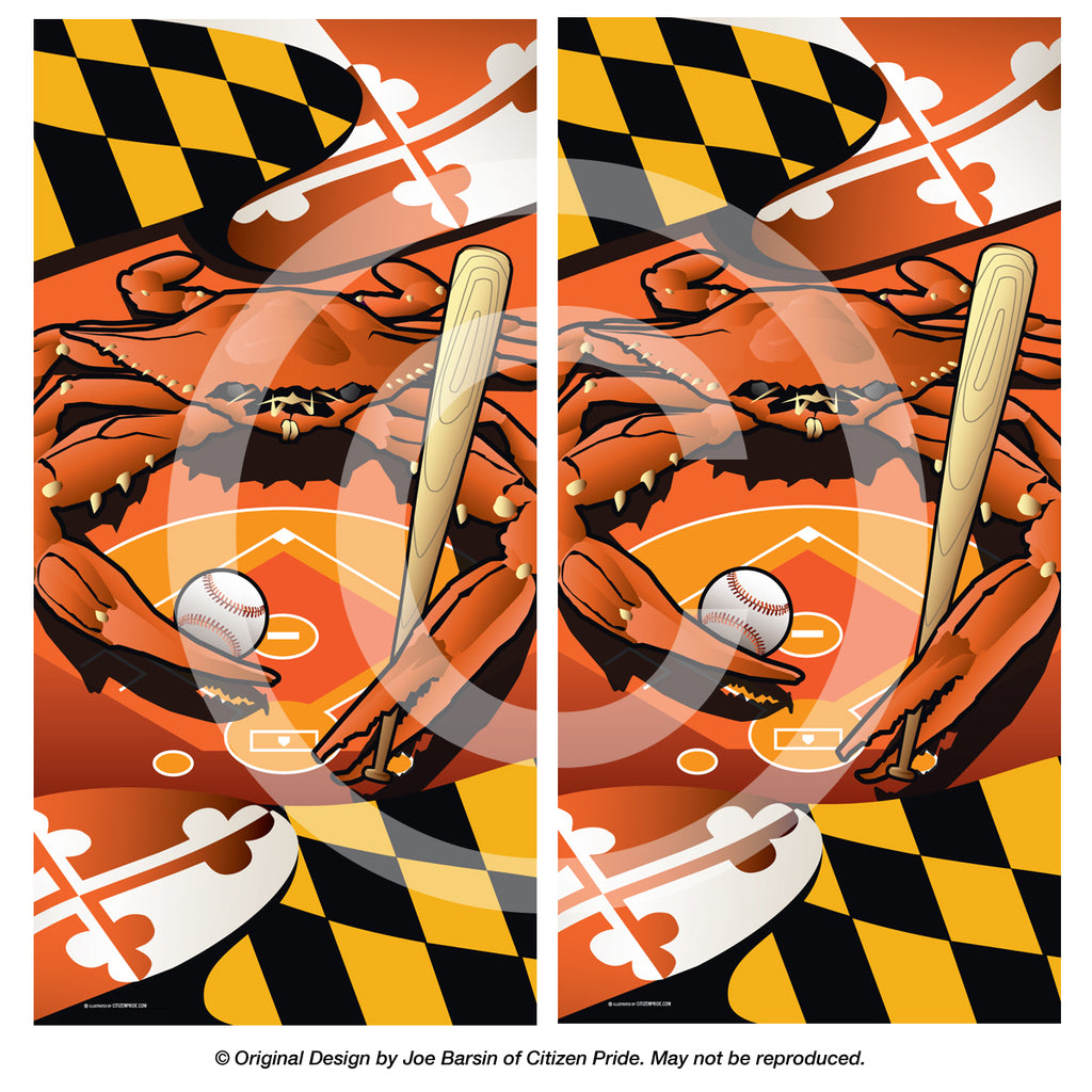 Ravens Sports Crab of Baltimore Cornhole Board Vinyl Skin Wraps, 24x48