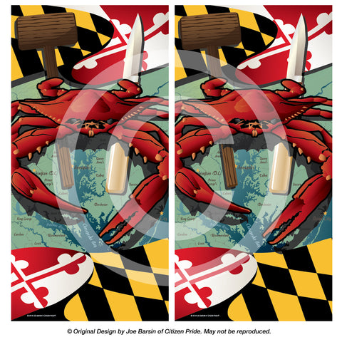Maryland Crab Feast 2 Cornhole Boards & Vinyl Skin Wraps, 24x48"
