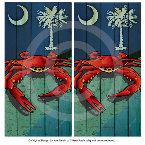 South Carolina Crab Cornhole Boards Vinyl Skin Wraps, 24x48"