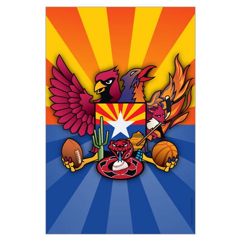 Arizona Sports Fan Crest by Joe Barsin, Garden Flag, 12x18
