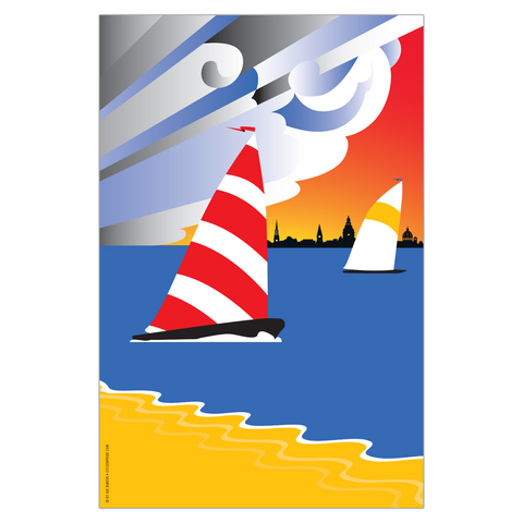 Annapolis Sailing on Wednesday Afternoon, Garden Flag, 12x18