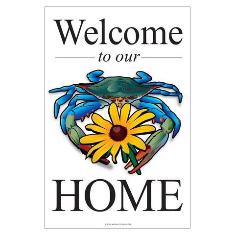 "Welcome to our Home" Blue Crab Black-eyed Susan, Garden Flag, 12x18