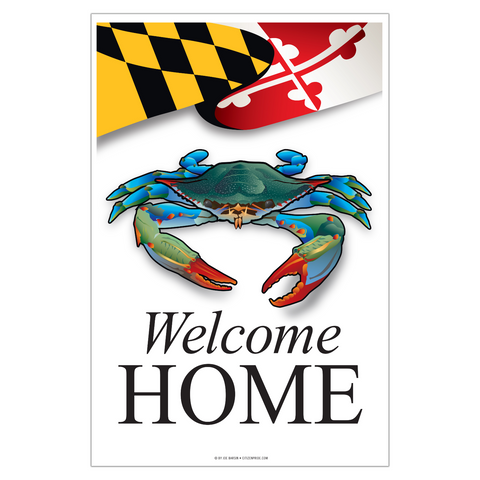 "Welcome Home" Blue Crab, Garden Flag, 12x18