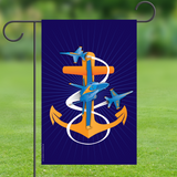 Anchors Aweigh Blue Angels Fouled Anchor Garden Flag by Joe Barsin, 12x18
