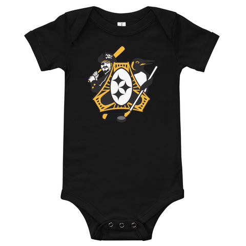 Pittsburgh - Three Rivers Roar Sports Fan Crest - Baby Onesie