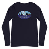 Annapolis Red Sailboat Oval, Unisex Long Sleeve Tee