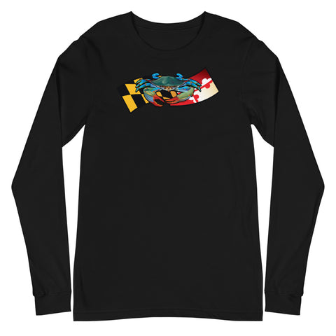 Blue Crab Maryland Banner, Unisex Long Sleeve Tee