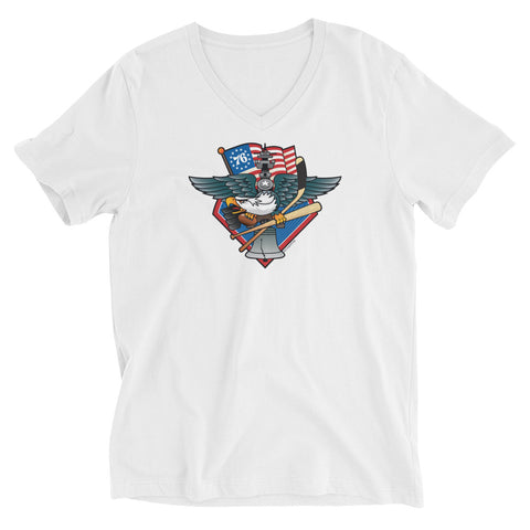 Fly, Philly, Fly! Sports Fan Crest - Unisex Short Sleeve V-Neck T-Shirt