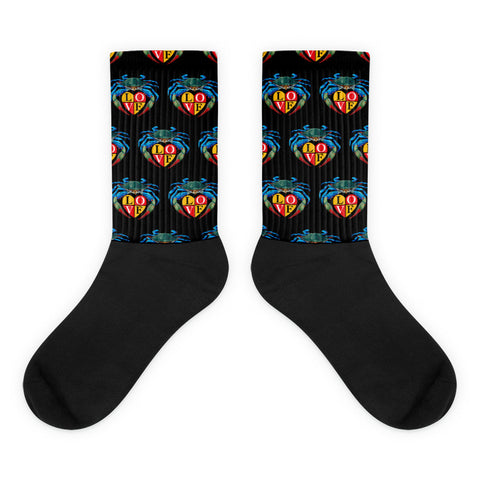 Blue Crab LOVE Crest - Black Socks
