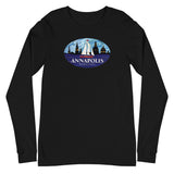Annapolis Red Sailboat Oval, Unisex Long Sleeve Tee