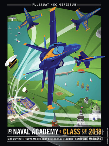 USNA Class of 2018 with Blue Angels - Art Print