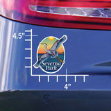 Dimensions of the "Severna Park" Blue Heron Crest, sticker decal die cut vinyl4x4.5