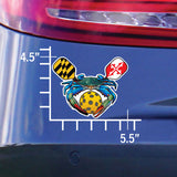 Dimensions of Maryland PickleBall Crab Crest, sticker die cut vinyl, 5.5x4.5